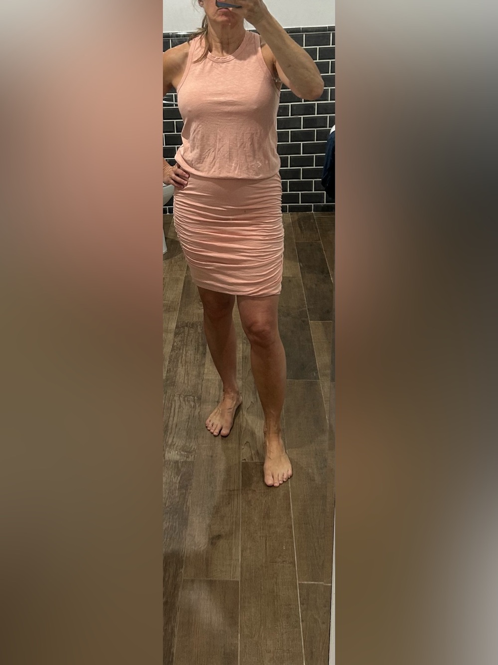 Sundry Rose Dusty Pink Ruched Midi Tank Dress